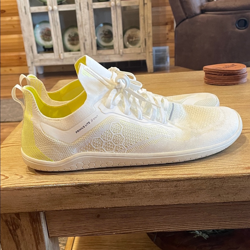 Vivo Barefoot White and Yellow Athletic Shoes
